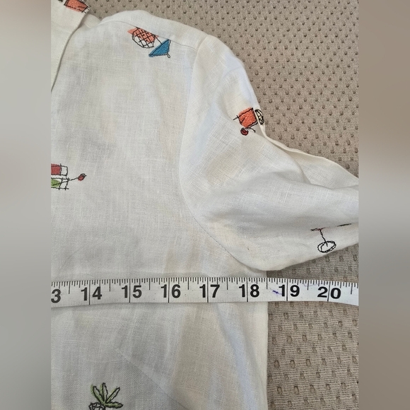 Women's RICHARD MALCOLM White 100% Irish Linen Shirt Size Small - Picture 3 of 12